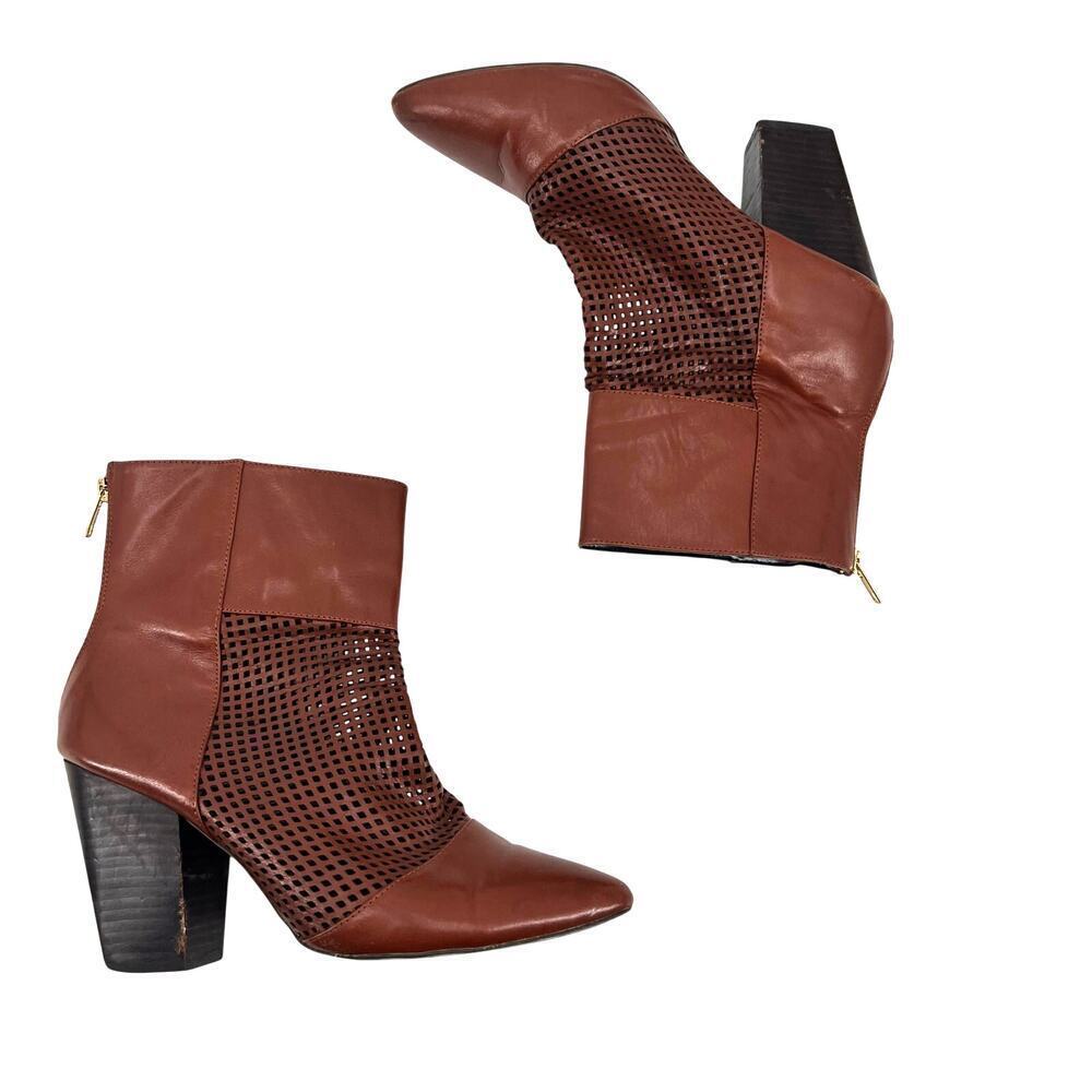 Kelsi Dagger Brooklyn Women's brown Zidane Perforated leather heel Boots size 10 - Picture 3 of 11